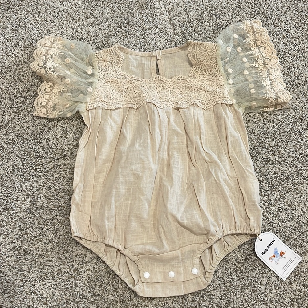 Lace Sleeve Baby Romper